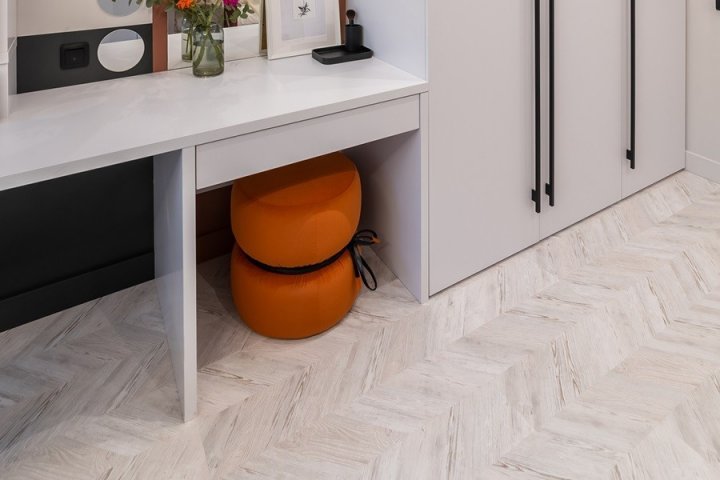 Фото проекта «Пробковый пол  CHEVRON WHITE в проекте 